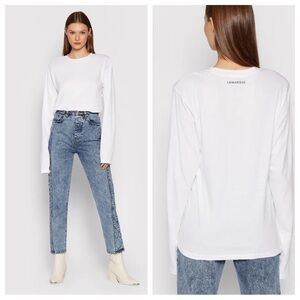 New! Lamarque Anoush long sleeve logo crewneck tee t-shirt nwt 13850